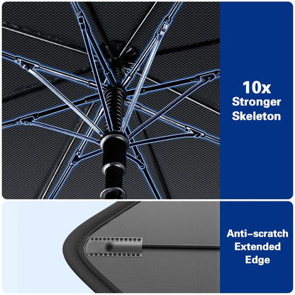 [2026 Upgraded] Windshield Sun Shade Umbrella, Car Sunshade for Trucks&SUVs | UV Protection, Heat Insulation & Automotive Interior Sun Protection for Outdoor Parking Camping (X-Large)