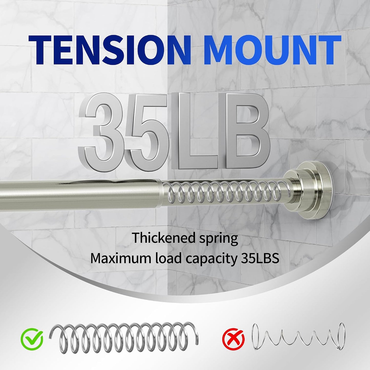 Mcrbeay Shower Curtain Rod, 1" Diameter Heavy Duty Tension Shower Rod | Adjustable 28-74 inch Non Slip No Drill Spring Tension Rod For Bathroom, Shower Stall, No Rust, Bronze