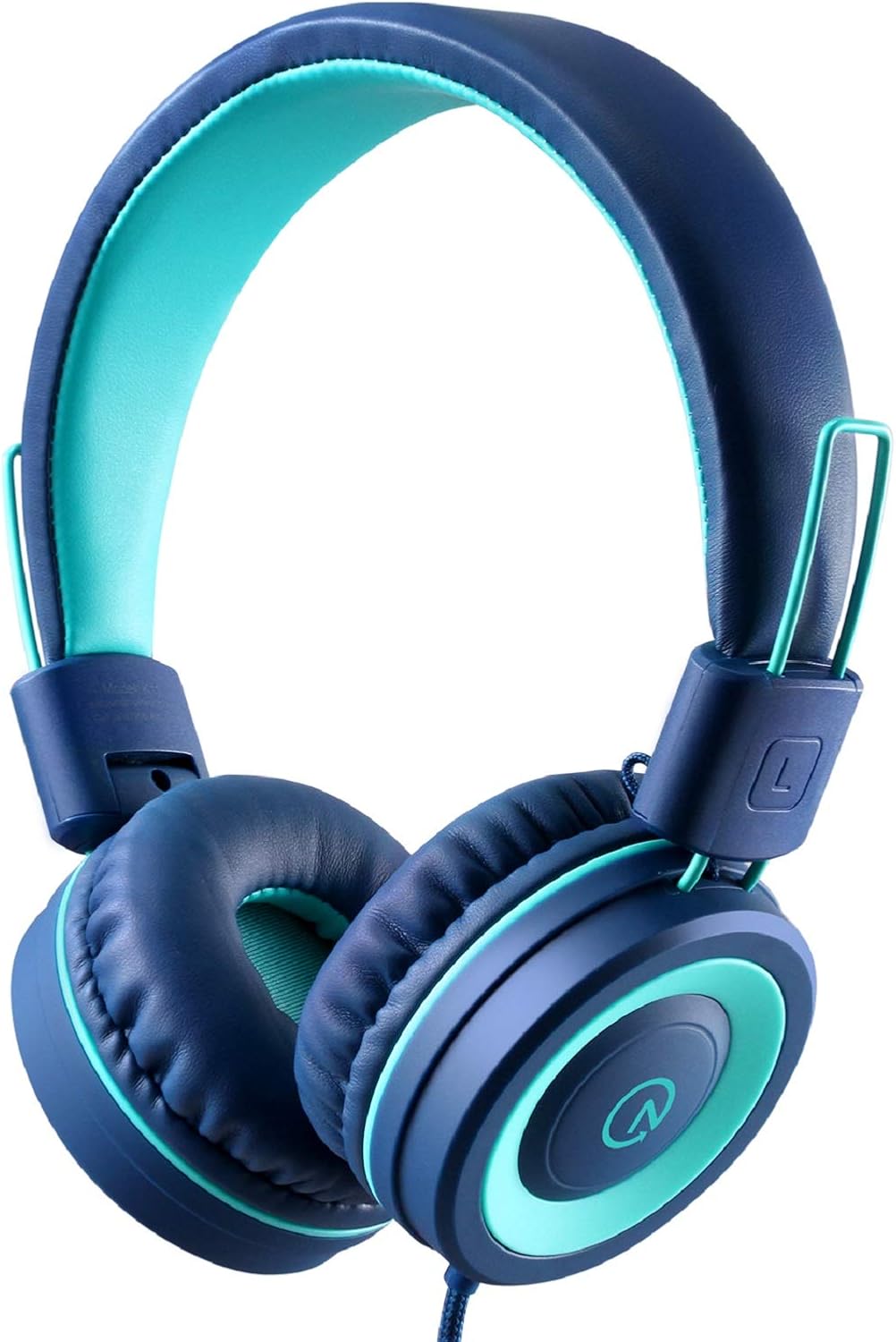noot products K11 Kids Headphones with Wired Cord 3.5mm Jack Navy/Teal | 5ft Long Cord, Tangle Free, Foldable, Plug in On-Ear Headset for School, Classroom, Boys, Girls, Toddler Laptop Travel Tablet
