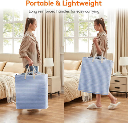 Lifewit 2 Pack Laundry Basket 80L Each, Collapsible Clothes Hamper with Reinforced Handles, Freestanding Waterproof Design for Bedroom and Laundry Room, Grey 160L Total