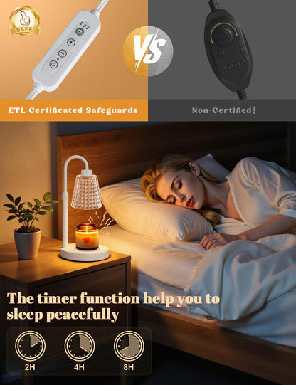 Candle Warmer Lamp with Timer Home Decor Birthday Gifts for Women | Dimmable Candle Warmer for Jar Candles, Height Adjustable Wax Melts Warmer,Room Decor House Warming Gifts New