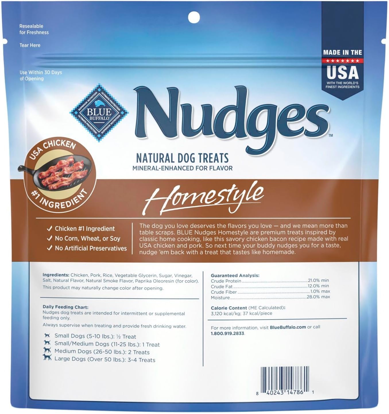 Blue Buffalo Nudges Homestyle Chicken Dog Treats, 16 oz | Real Chicken First, with Peas & Carrots, Made in the USA, No Corn, Wheat, or Soy