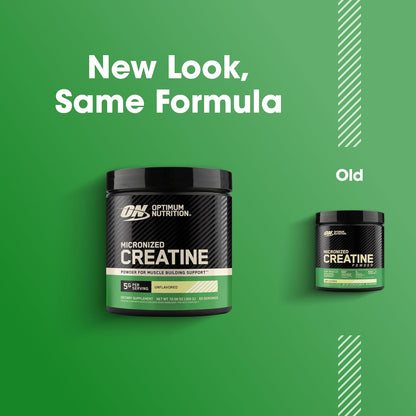 Optimum Nutrition Creatine, Micronized Creatine Monohydrate Powder, Supports Strength & Recovery, Banned Substance Tested, Unflavored, 5g per Serving, 60 Servings | 5g Micronized Creatine Monohydrate Powder Per Serving, Supports Muscle Strength & Power, E