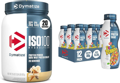 Dymatize ISO100 Protein Powder, 100% Whey Isolate, Cookies & Cream | 25g Protein, Hydrolyzed, Fast-Absorbing, Supports Muscle Health, 5.5g BCAAs, Gluten-Free, 20 Servings, 1.3 lb