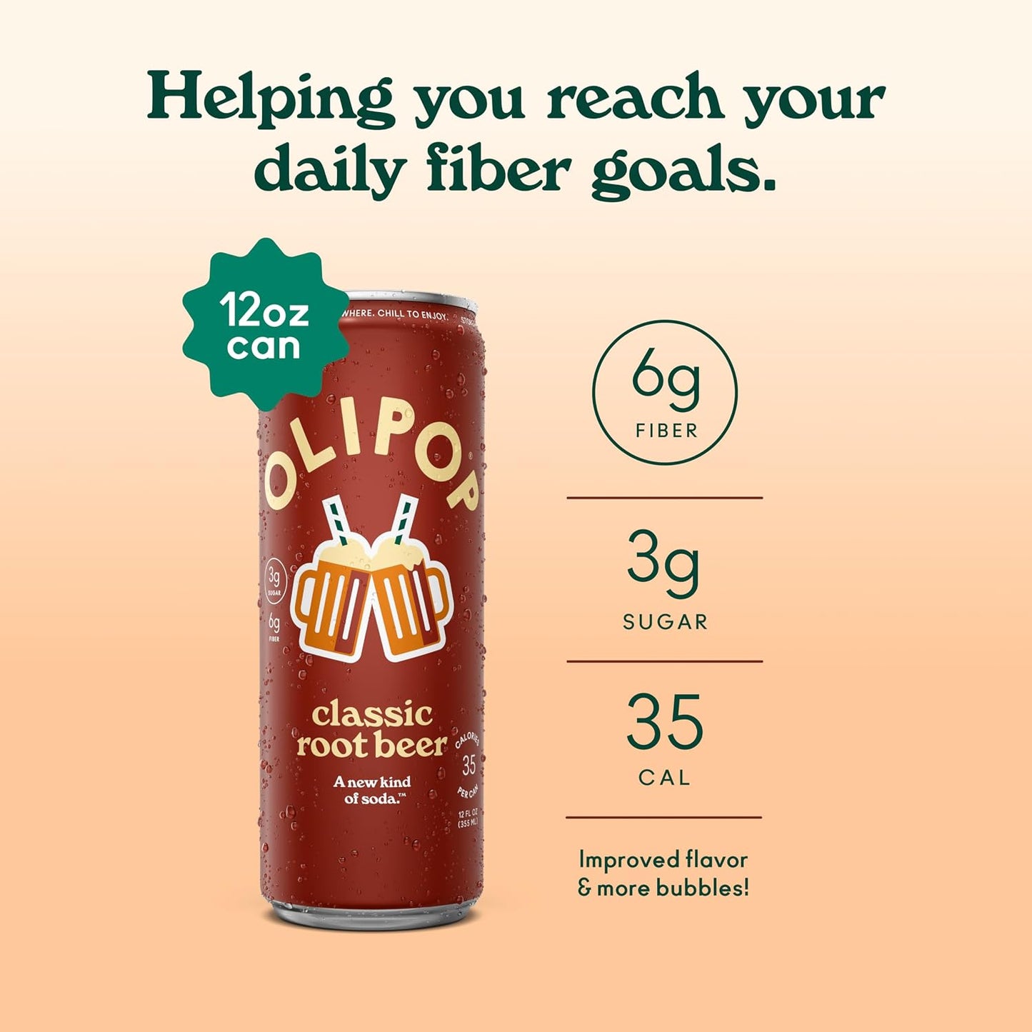 OLIPOP 6g Fiber Prebiotic Soda, Classic Grape, 12 fl oz, 12Pack Skinny | Shelf Stable Prebiotic Soda (Skinny), 6g Fiber, 5g Sugar, Digestive Health Support, Prebiotics & Botanicals, Gluten Free