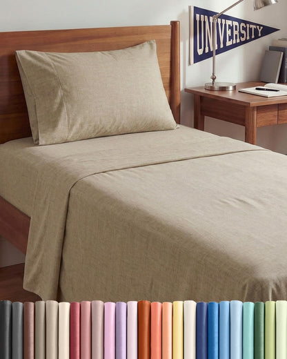 Twin XL 3 Piece Sheet Set - College Dorm Room Essentials - White | Deep Pocket Bed Sheets for Women, Men, Teens & Students, Soft, Cooling, Breathable & Wrinkle Free, Oeko-Tex Bed Sheet Set