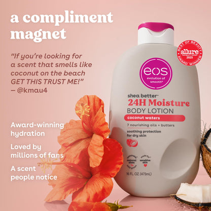 eos Shea Better Body Lotion- Vanilla Cashmere, 24-Hour Moisture, 16 fl oz