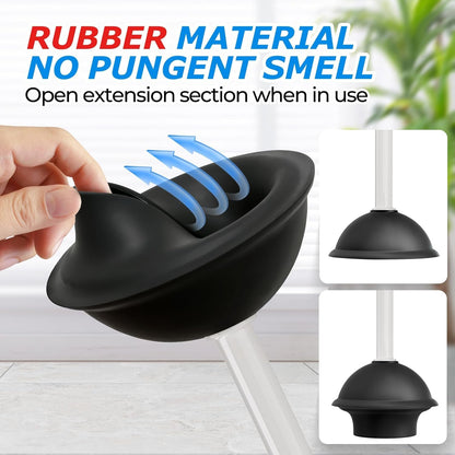 FORASTO 2in1 Toilet Brush and Plunger Set - Bathroom Bowl Holder Combo | 21" Extended, Apartment Must Haves, Accessories Decor, Essentials, New Home Storage, Scrubbing Tools, Washing Supplies, Black