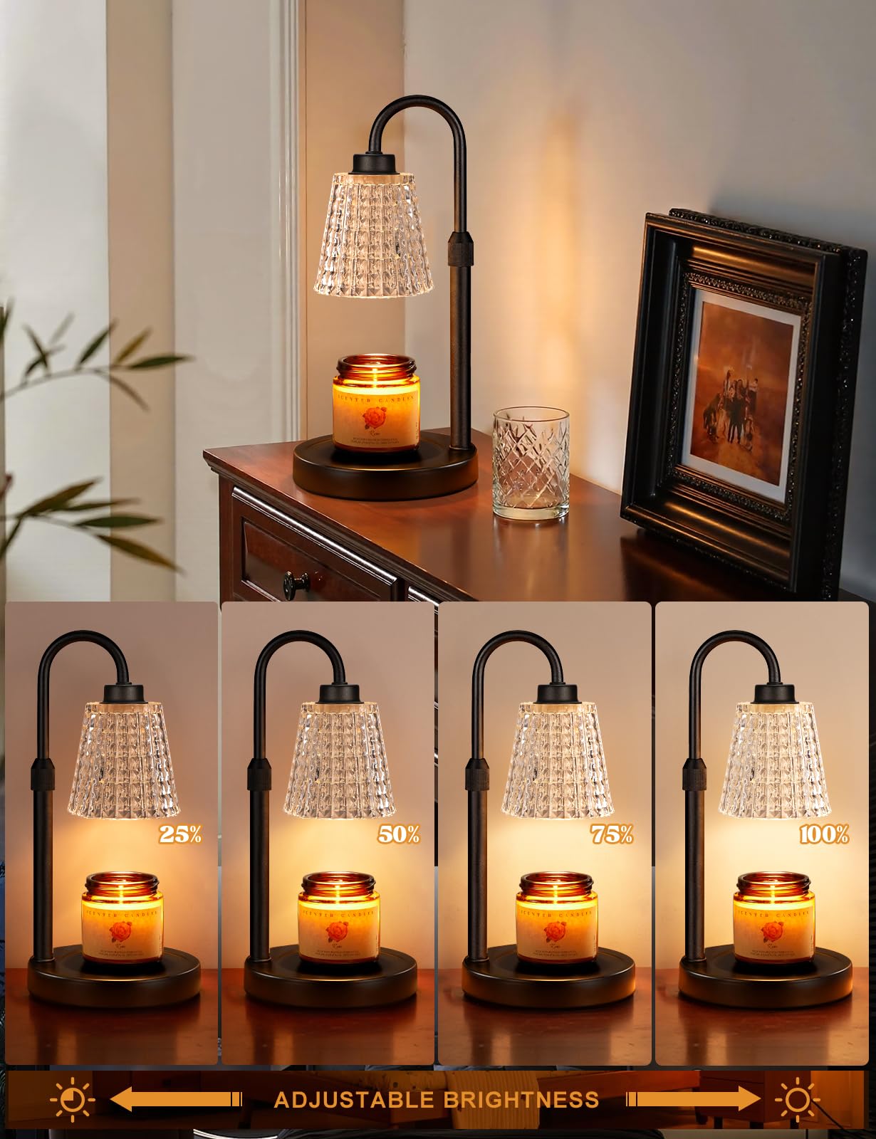 Candle Warmer Lamp with Timer Home Decor Birthday Gifts for Women | Dimmable Candle Warmer for Jar Candles, Height Adjustable Wax Melts Warmer,Room Decor House Warming Gifts New