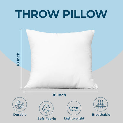 Utopia Bedding Throw Pillows, Decorative 18x18 Pillow Inserts, Set of 4 | Down alternative pillow insert with plush fluffy fill for beds sofas couches and chairs. Suitable for indoor outdoor use.