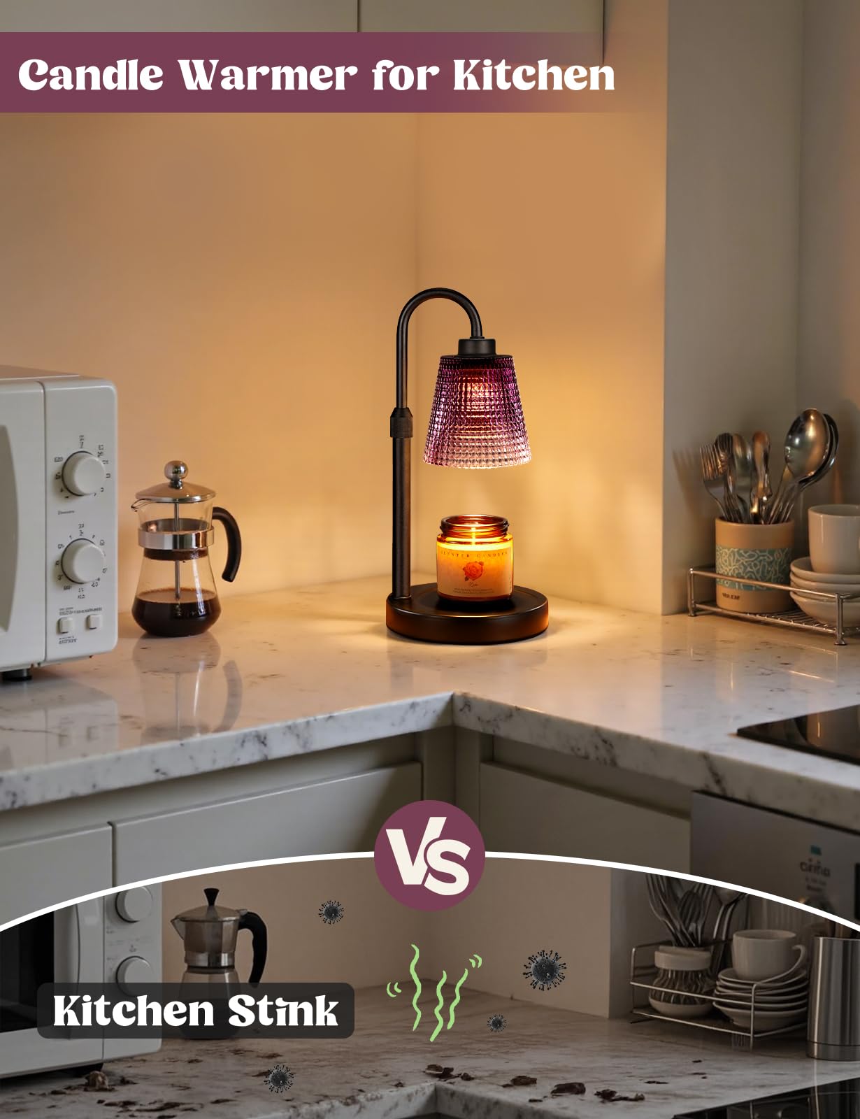 Candle Warmer Lamp with Timer Home Decor Birthday Gifts for Women | Dimmable Candle Warmer for Jar Candles, Height Adjustable Wax Melts Warmer,Room Decor House Warming Gifts New