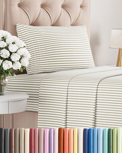 Twin XL 3 Piece Sheet Set - College Dorm Room Essentials - White | Deep Pocket Bed Sheets for Women, Men, Teens & Students, Soft, Cooling, Breathable & Wrinkle Free, Oeko-Tex Bed Sheet Set