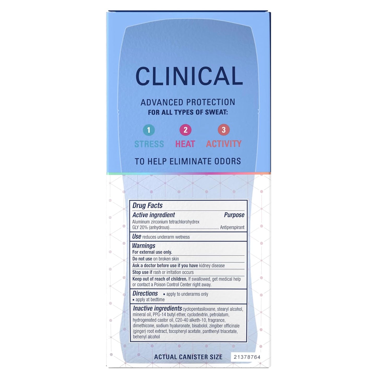 Secret Clinical Strength Invisible Solid Antiperspirant Deodorant for Women, 100HR Sweat & Odor Protection, 3X Stress Protection with Hyaluronic Acid, PH Balanced, Completely Clean Scent, 2.6 oz