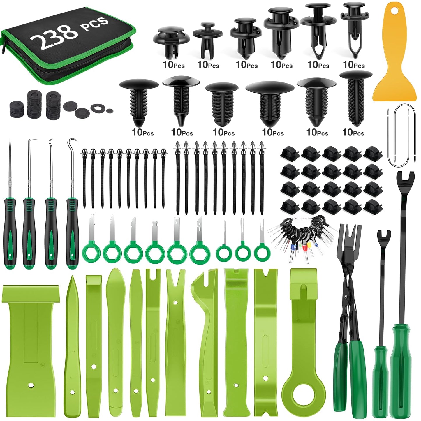 GOOACC 240PCS Bumper Retainer Clips Car Plastic Rivets Fasteners Push Retainer Kit 12 Popular Sizes Auto Push Pin Rivets Set -Door Trim Panel Fender Clips for GM Ford Toyota Honda Chrysler