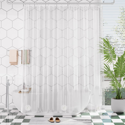 AmazerBath Plastic Shower Curtain Clear Premium PEVA, Clear Shower Curtain Heavy Duty 8G, Weighted Shower Curtains for Bathroom Accessories with 3 Big Stones and 12 Rustproof Grommets, 72x72 Inches