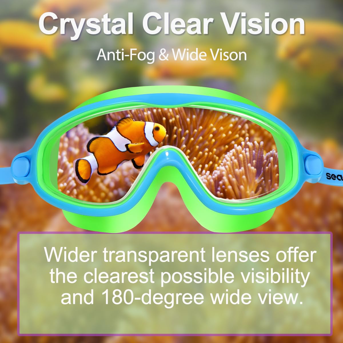Seago Swim Goggles 2 Pack Anti-Fog Anti-UV Wide View Swimming Goggles for Kids 3-14