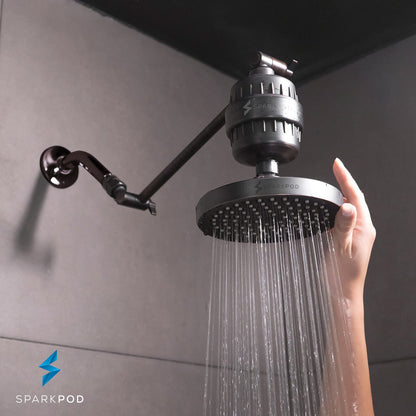 SparkPod Rain Shower Head, 6 Inch Round, Luxury Polished Chrome Finish | High Pressure Shower Heads, 90 Nozzles, Adjustable Showerhead, No Tools Needed, Universal Connection