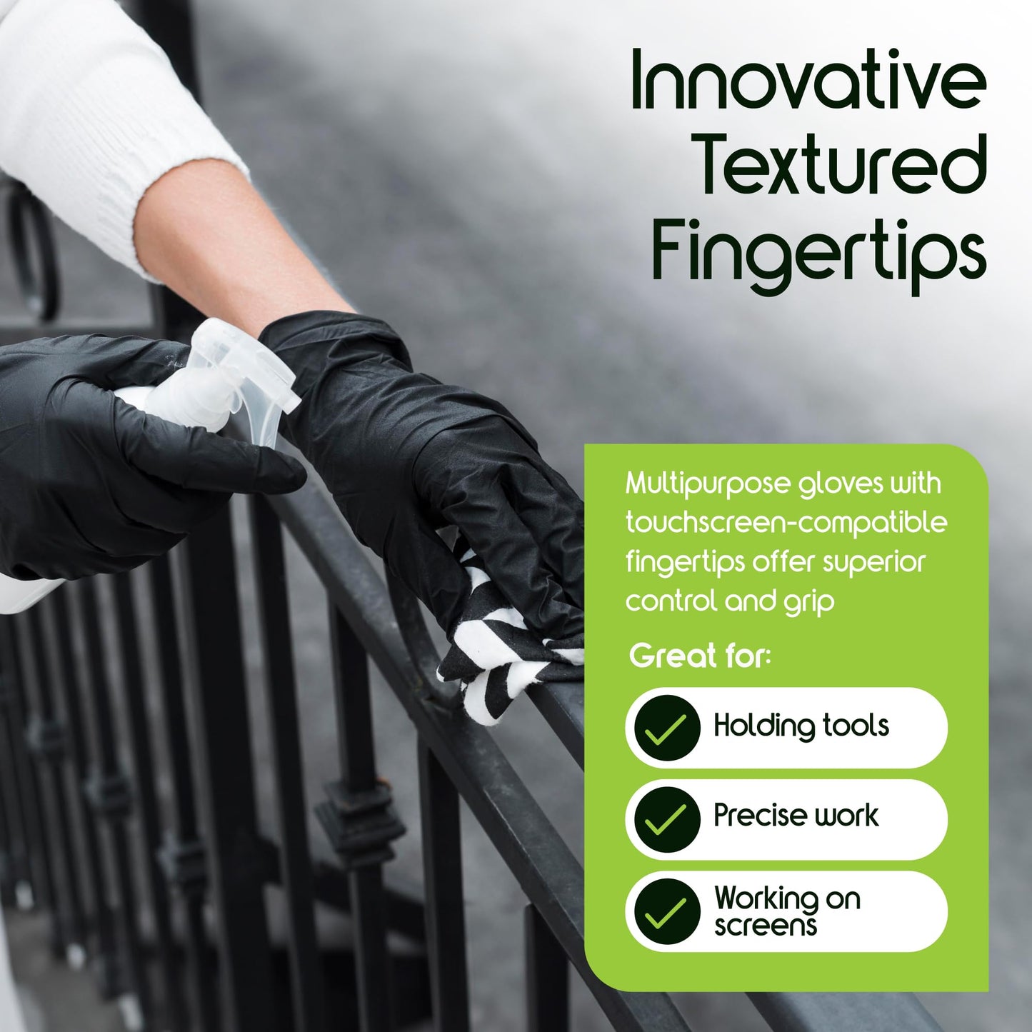 Inspire Black Nitrile Disposable Gloves | 4.5 Nitrile Disposable Safety Medical Cooking Cleaning Gloves