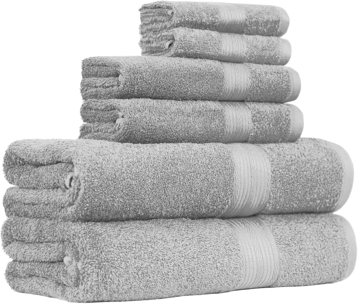 Amazon Basics 6-Piece Oversized Fade-Resistant Towel Set, 100% Cotton, Highly Absorbent, Soft, Teal, 2 Bath Towels, 2 Hand Towels, 2 Washcloths