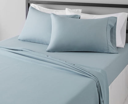 Amazon Basics Lightweight Super Soft Breathable Wrinkle-Resistant Microfiber 4-Piece Bed Sheet Set with 14-Inch Deep Pockets, Queen, Bright White, Solid