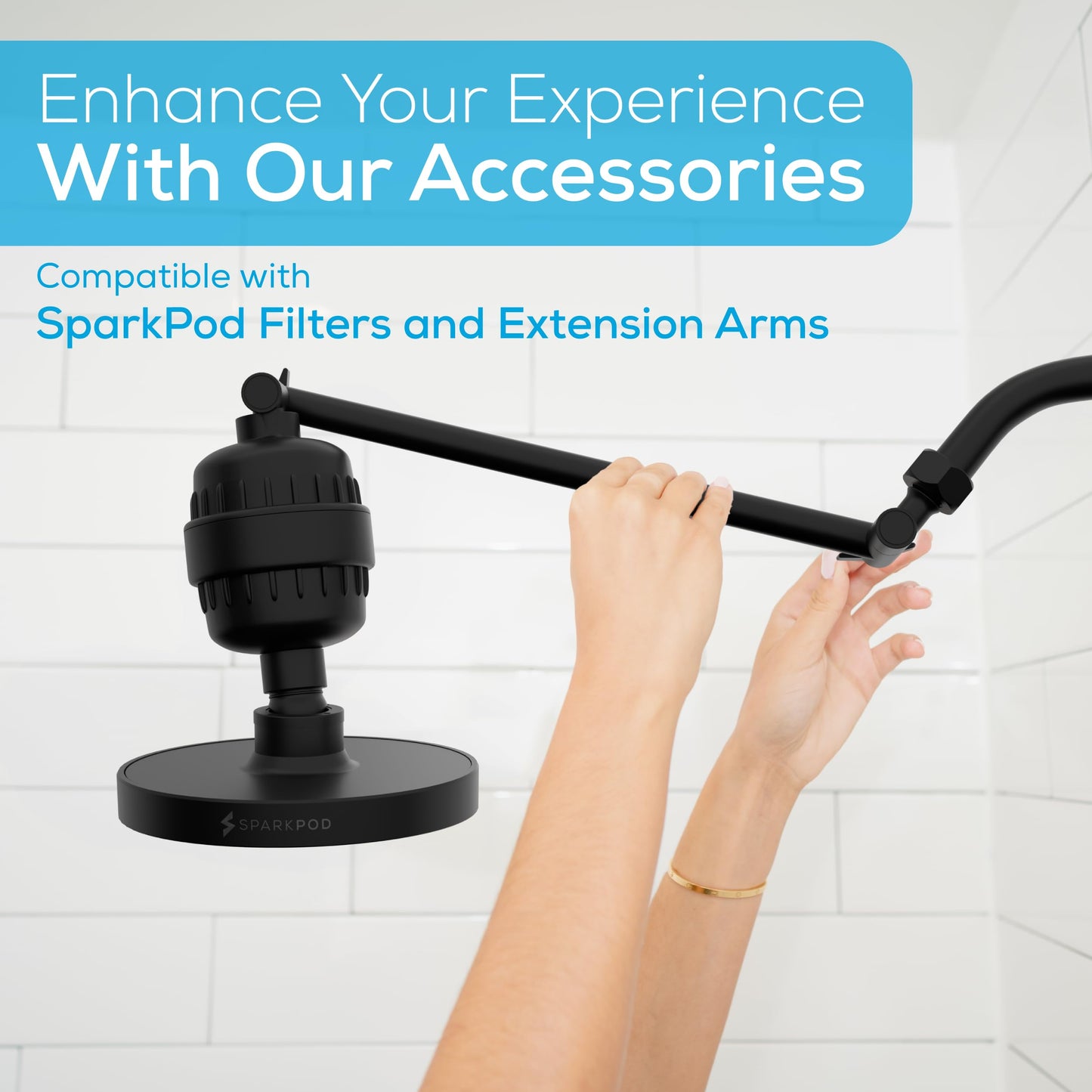 SparkPod Rain Shower Head, 6 Inch Round, Luxury Polished Chrome Finish | High Pressure Shower Heads, 90 Nozzles, Adjustable Showerhead, No Tools Needed, Universal Connection