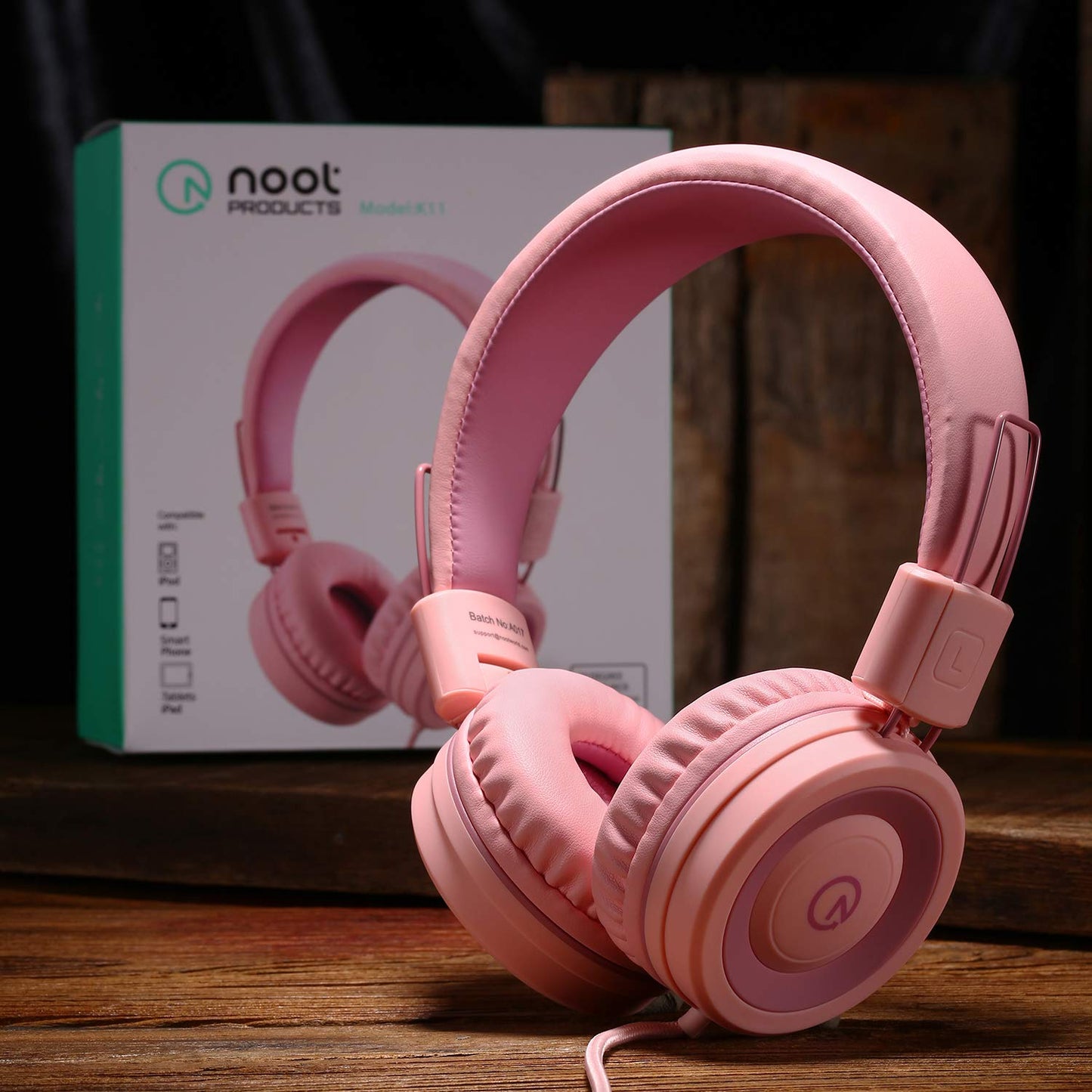 noot products K11 Kids Headphones with Wired Cord 3.5mm Jack Navy/Teal | 5ft Long Cord, Tangle Free, Foldable, Plug in On-Ear Headset for School, Classroom, Boys, Girls, Toddler Laptop Travel Tablet