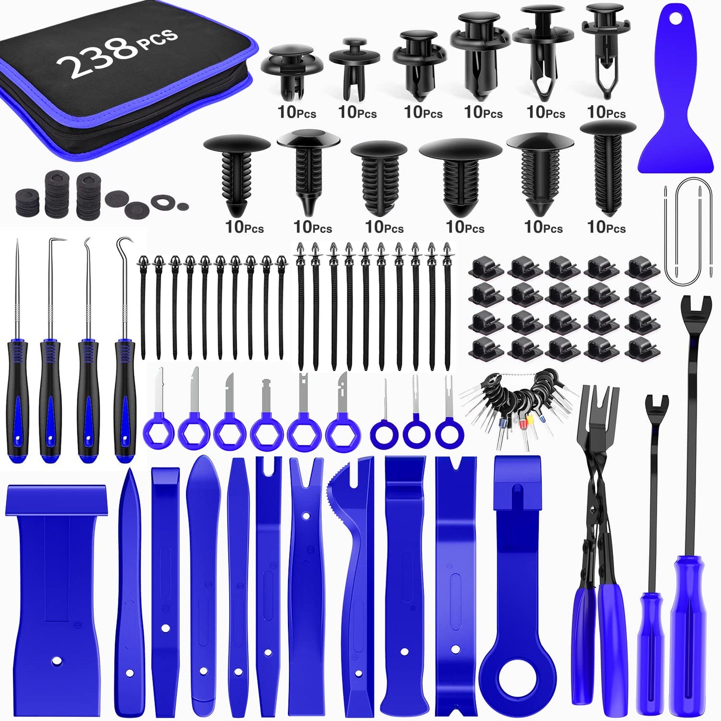 GOOACC 240PCS Bumper Retainer Clips Car Plastic Rivets Fasteners Push Retainer Kit 12 Popular Sizes Auto Push Pin Rivets Set -Door Trim Panel Fender Clips for GM Ford Toyota Honda Chrysler
