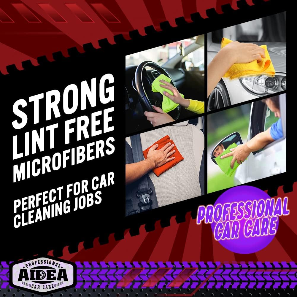AIDEA Microfiber Cleaning Cloth-50PK, Microfiber Towels for Cars, 12×12" | Premium Wash Cloths, Dusting Cloth Cleaning Rags, Absorbent Towels for SUVs, House, Kitchen, Window, Cleaning Supplies