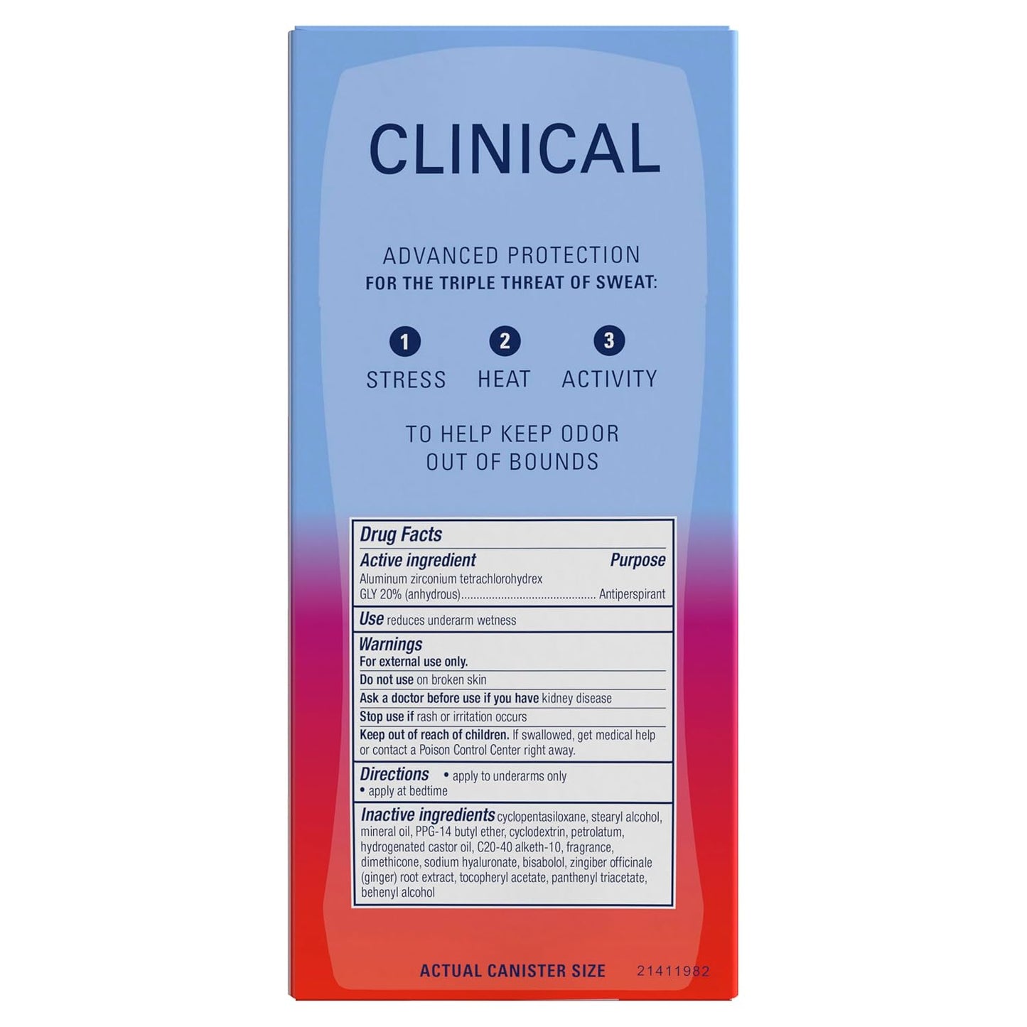 Secret Clinical Strength Invisible Solid Antiperspirant Deodorant for Women, 100HR Sweat & Odor Protection, 3X Stress Protection with Hyaluronic Acid, PH Balanced, Completely Clean Scent, 2.6 oz
