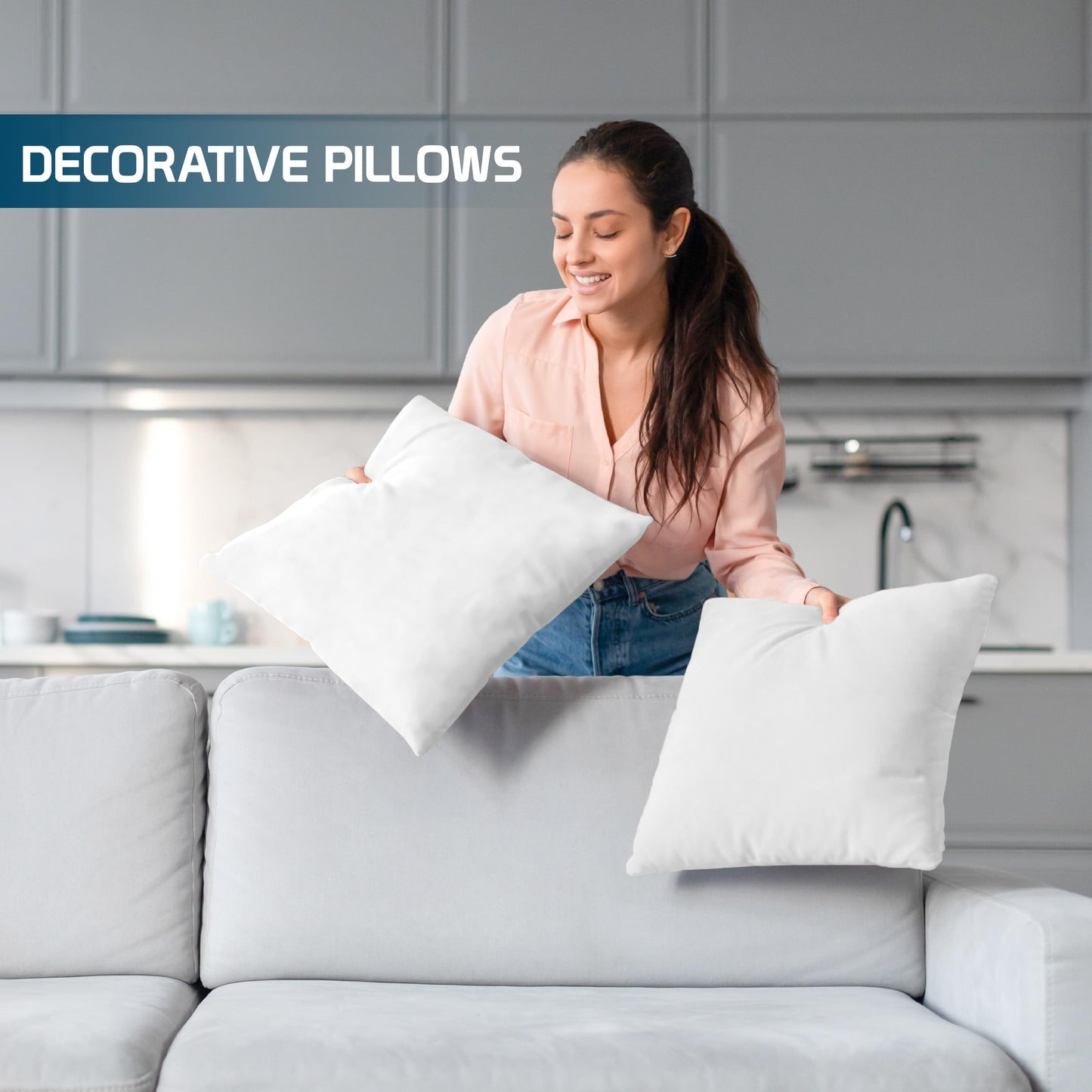 Utopia Bedding Throw Pillows, Decorative 18x18 Pillow Inserts, Set of 4 | Down alternative pillow insert with plush fluffy fill for beds sofas couches and chairs. Suitable for indoor outdoor use.