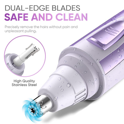 Ear and Nose Hair Trimmer Clipper - 2026 Professional Painless Eyebrow & Facial Hair Trimmer for Men Women,Battery-Operated Trimmer with IPX7 Waterproof,Dual Edge Blades for Easy Cleansing Black