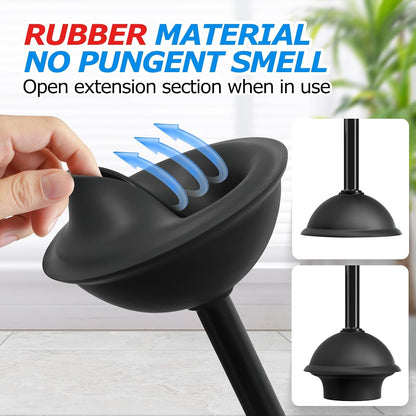 FORASTO 2in1 Toilet Brush and Plunger Set - Bathroom Bowl Holder Combo | 21" Extended, Apartment Must Haves, Accessories Decor, Essentials, New Home Storage, Scrubbing Tools, Washing Supplies, Black