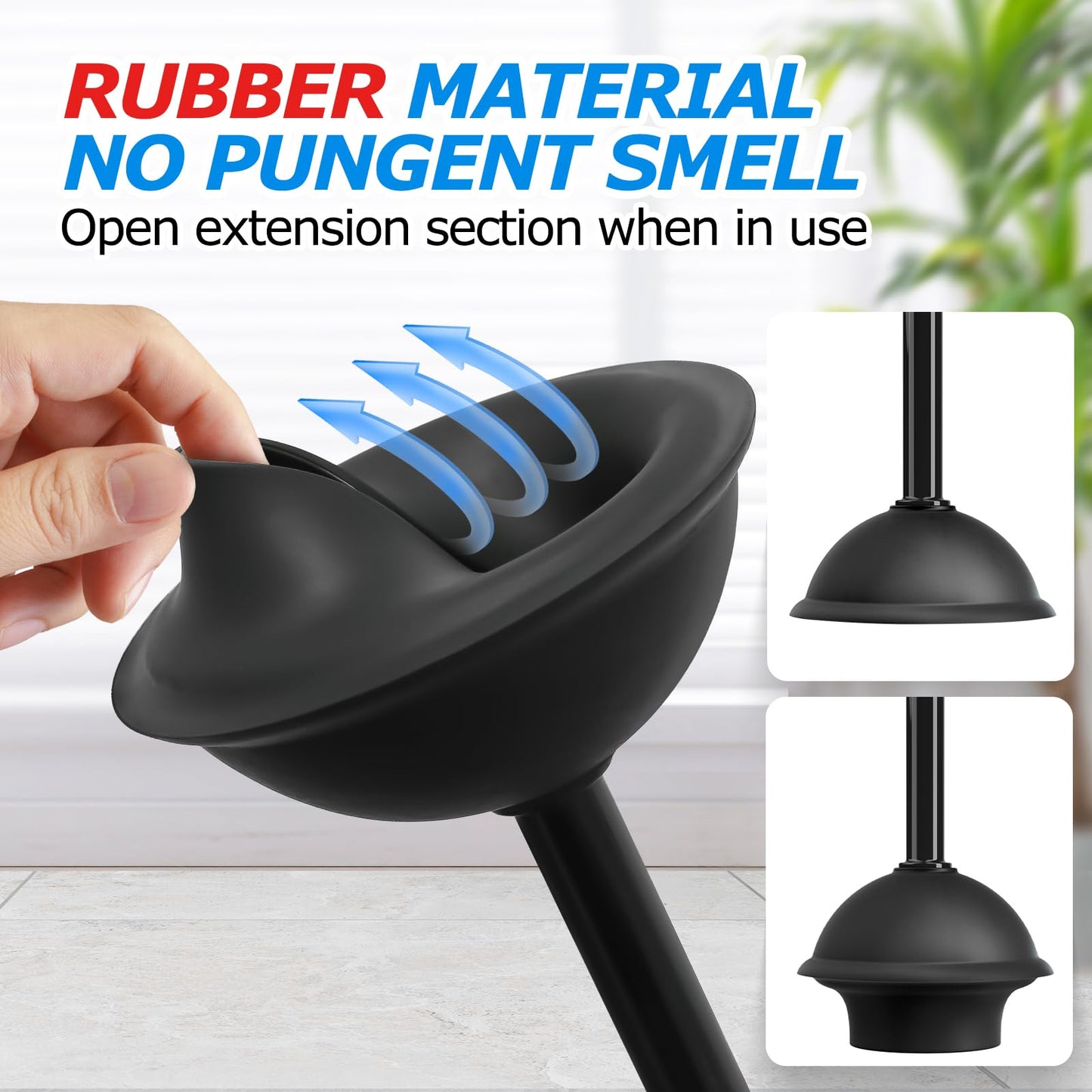 FORASTO 2in1 Toilet Brush and Plunger Set - Bathroom Bowl Holder Combo | 21" Extended, Apartment Must Haves, Accessories Decor, Essentials, New Home Storage, Scrubbing Tools, Washing Supplies, Black