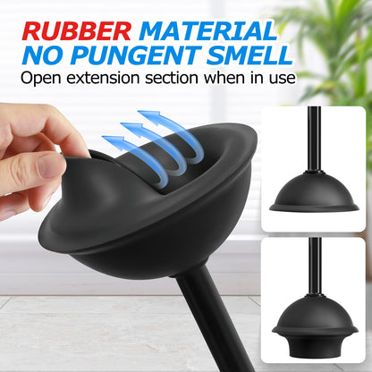FORASTO 2in1 Toilet Brush and Plunger Set - Bathroom Bowl Holder Combo | 21" Extended, Apartment Must Haves, Accessories Decor, Essentials, New Home Storage, Scrubbing Tools, Washing Supplies, Black