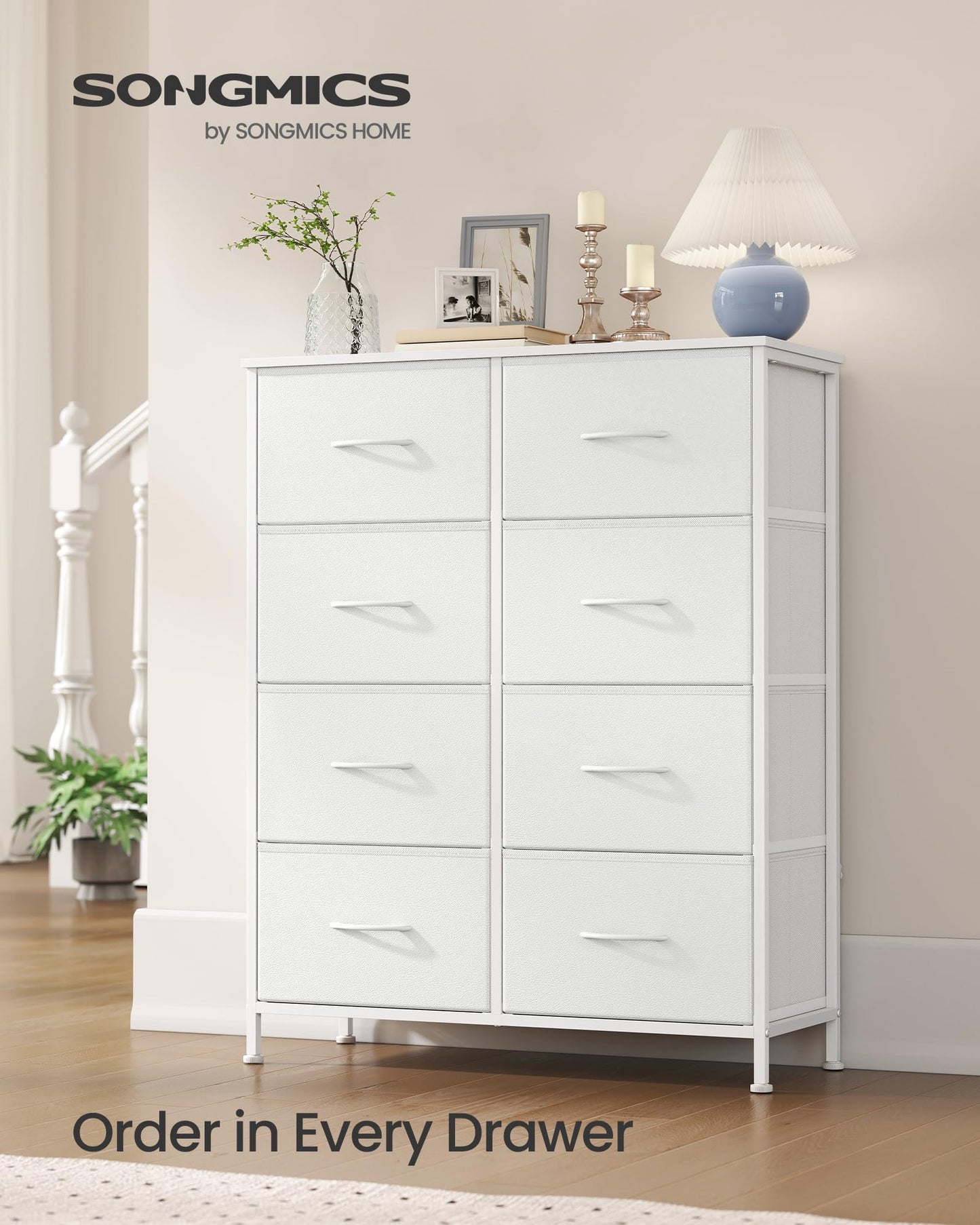 SONGMICS BELLAH Collection - Dresser for Bedroom, Chest of Drawers, Storage Organizer Unit, Closet, Entryway, Steel, 4 Drawers, Modern, Ink Black and Ebony Black ULGS314B01S
