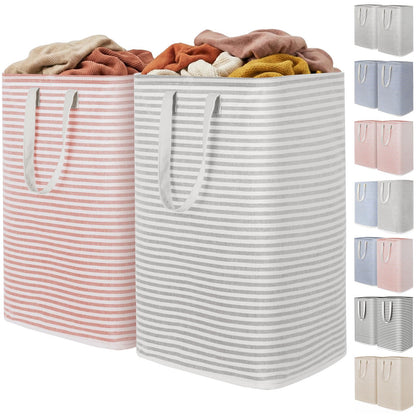 Lifewit 2 Pack Laundry Basket 80L Each, Collapsible Clothes Hamper with Reinforced Handles, Freestanding Waterproof Design for Bedroom and Laundry Room, Grey 160L Total
