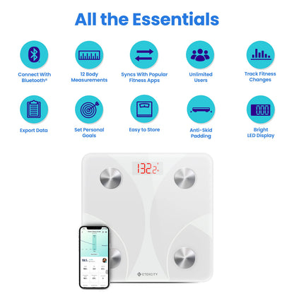 Etekcity Smart Scale for Body Weight, Body Fat and BMI, FSA Eligible | HSA Eligible, Bathroom Scale with Muscle Mass, Accurate Bluetooth App Sync, LED Display and Tempered Glass
