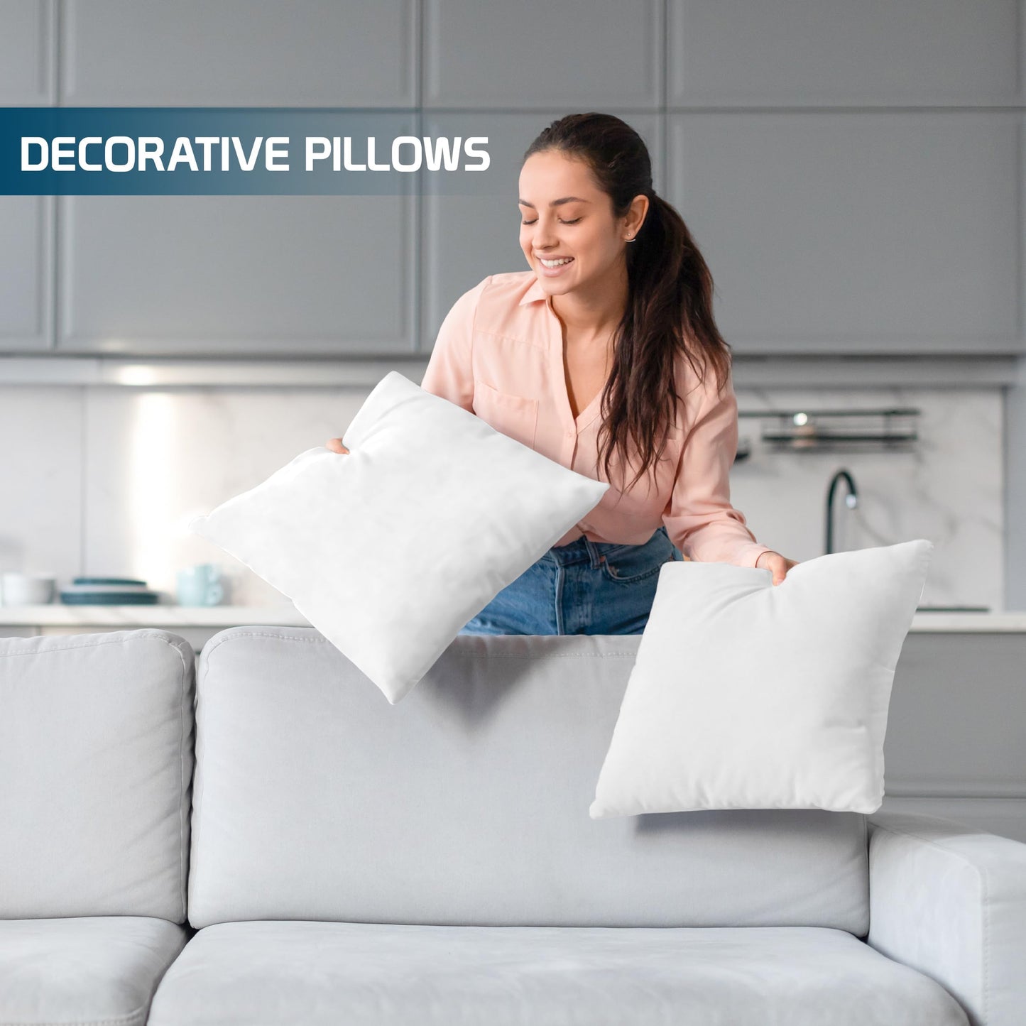Utopia Bedding Throw Pillows, Decorative 18x18 Pillow Inserts, Set of 4 | Down alternative pillow insert with plush fluffy fill for beds sofas couches and chairs. Suitable for indoor outdoor use.
