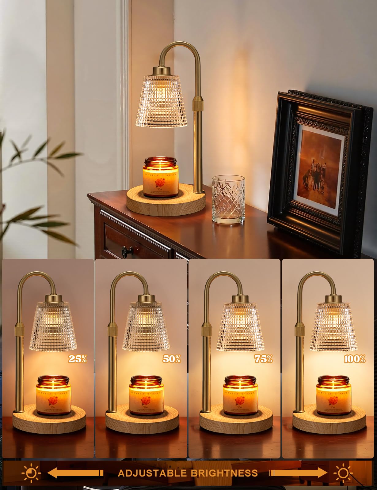 Candle Warmer Lamp with Timer Home Decor Birthday Gifts for Women | Dimmable Candle Warmer for Jar Candles, Height Adjustable Wax Melts Warmer,Room Decor House Warming Gifts New