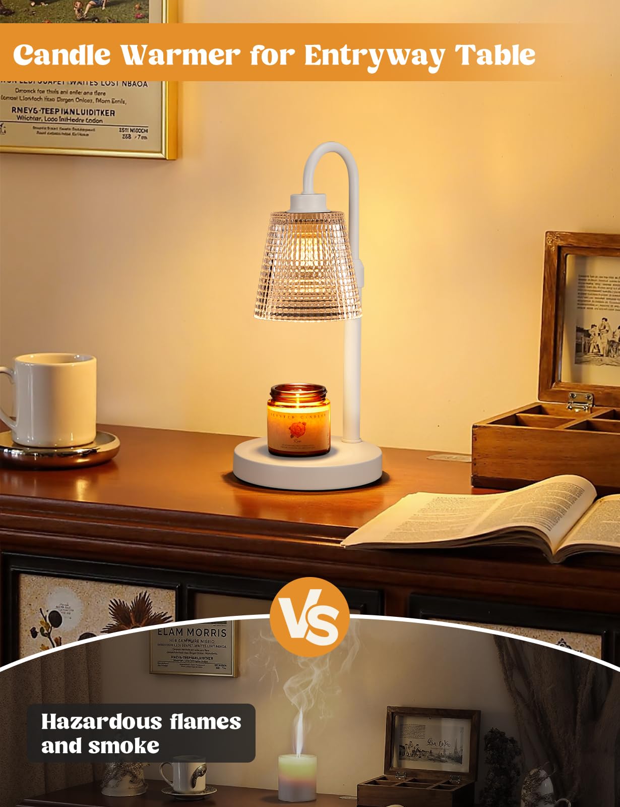 Candle Warmer Lamp with Timer Home Decor Birthday Gifts for Women | Dimmable Candle Warmer for Jar Candles, Height Adjustable Wax Melts Warmer,Room Decor House Warming Gifts New