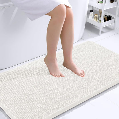 OLANLY Bathroom Rugs 30x20, Extra Soft Absorbent Chenille Bath Rugs | Grey, Quick-Drying Rubber Backing, Machine Washable Bath Mat for Bathroom Floor, Tub and Shower, Home Decor Accessories