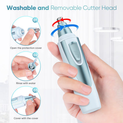 Ear and Nose Hair Trimmer Clipper - 2026 Professional Painless Eyebrow & Facial Hair Trimmer for Men Women,Battery-Operated Trimmer with IPX7 Waterproof,Dual Edge Blades for Easy Cleansing Black
