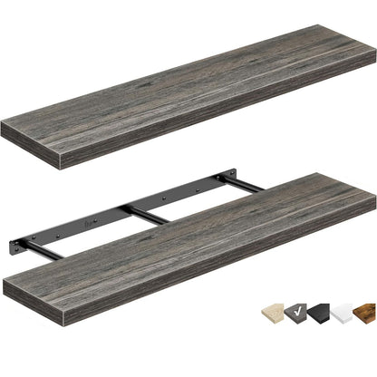 QEEIG Bathroom Floating Shelves for Wall - 15.7" Wall Mounted Shelf Over Toilet Farmhouse Home Decor Display Bookshelf Small 15.7 x 6.7 inch Set of 2, Rustic Brown (008-40BN)