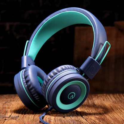 noot products K11 Kids Headphones with Wired Cord 3.5mm Jack Navy/Teal | 5ft Long Cord, Tangle Free, Foldable, Plug in On-Ear Headset for School, Classroom, Boys, Girls, Toddler Laptop Travel Tablet