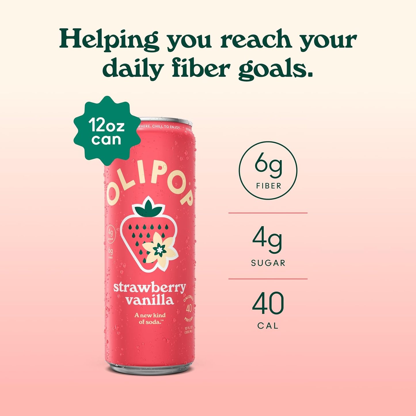 OLIPOP 6g Fiber Prebiotic Soda, Classic Grape, 12 fl oz, 12Pack Skinny | Shelf Stable Prebiotic Soda (Skinny), 6g Fiber, 5g Sugar, Digestive Health Support, Prebiotics & Botanicals, Gluten Free