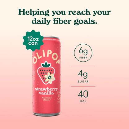 OLIPOP 6g Fiber Prebiotic Soda, Classic Grape, 12 fl oz, 12Pack Skinny | Shelf Stable Prebiotic Soda (Skinny), 6g Fiber, 5g Sugar, Digestive Health Support, Prebiotics & Botanicals, Gluten Free
