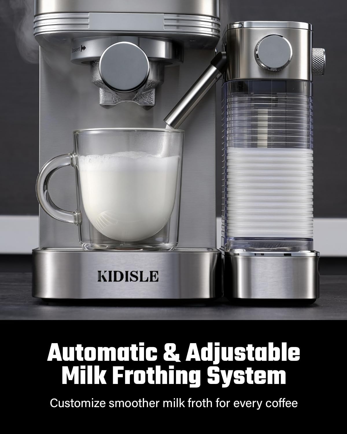 KIDISLE 20 Bar Espresso Machine with Auto Milk Frother & Touchscreen, 1350W | Dual Boiler 1350W Brew +1000W Froth, Pre-Infusion Rich Crema, 44oz Water + 24oz Milk, 3-in-1 Espresso, Cappuccino, Latte