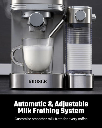 KIDISLE 20 Bar Espresso Machine with Auto Milk Frother & Touchscreen, 1350W | Dual Boiler 1350W Brew +1000W Froth, Pre-Infusion Rich Crema, 44oz Water + 24oz Milk, 3-in-1 Espresso, Cappuccino, Latte