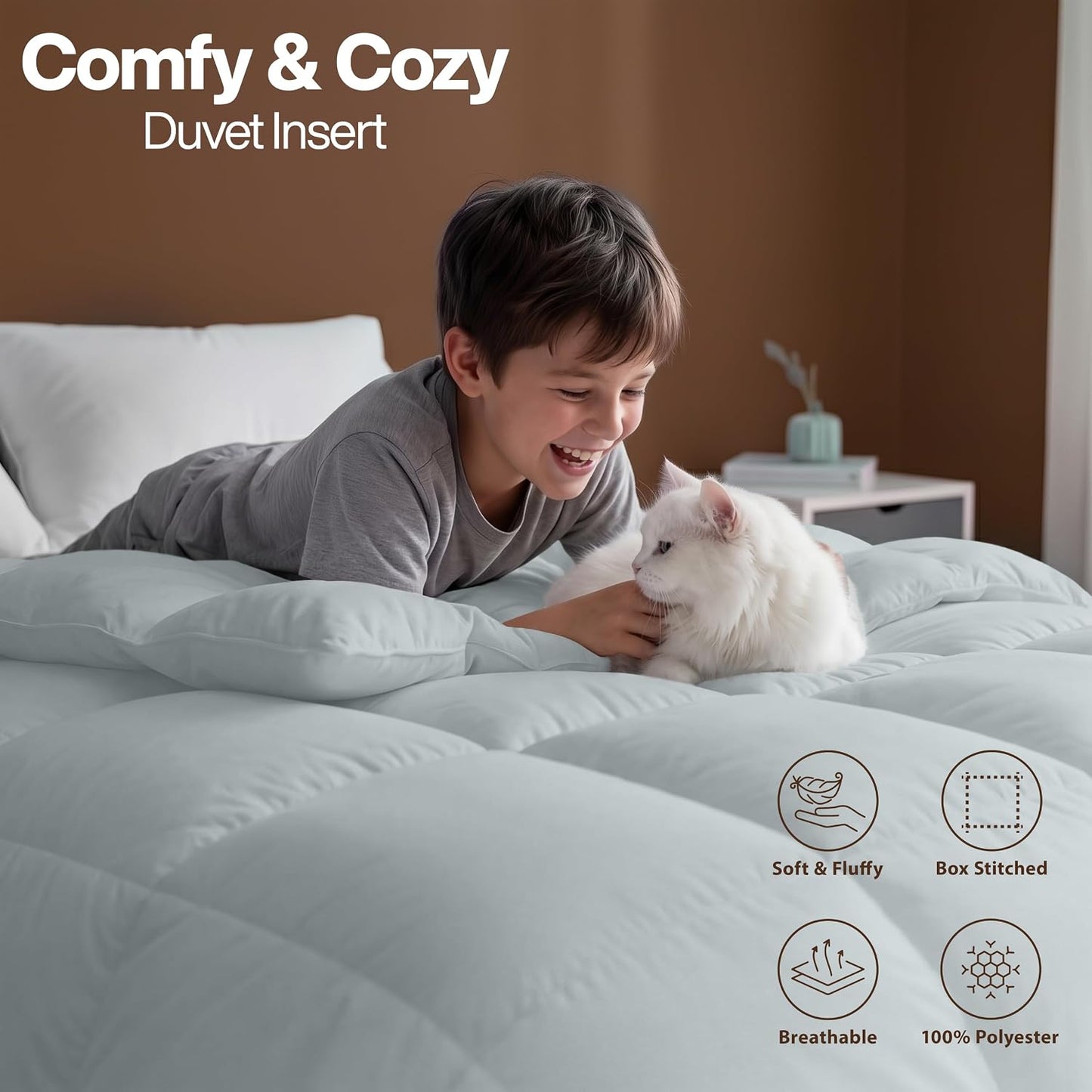 Utopia Bedding Queen Comforter 2 Pack, Duvet Insert, White, 88 x 88 Inches | Soft and Fluffy Down Alternative Bed Comforter, All Season, Breathable, Corner Tabs, Box Stitched, Durable, Machine Washable