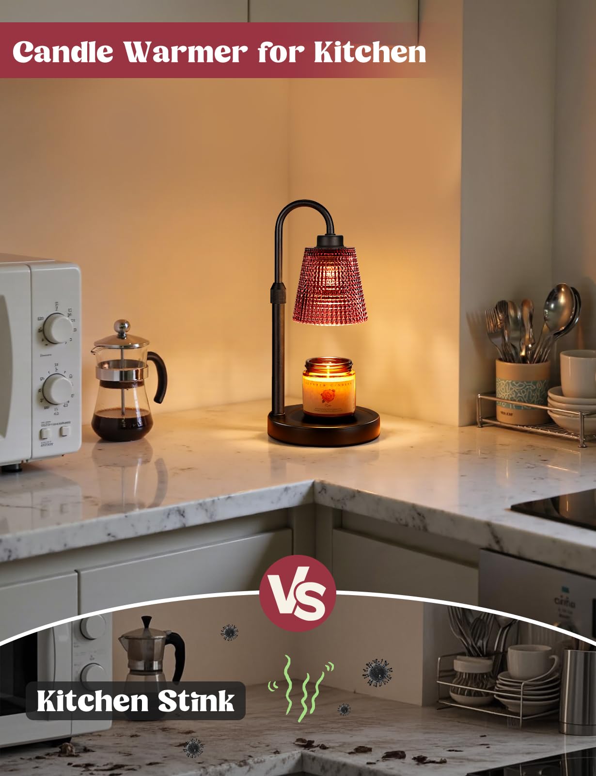 Candle Warmer Lamp with Timer Home Decor Birthday Gifts for Women | Dimmable Candle Warmer for Jar Candles, Height Adjustable Wax Melts Warmer,Room Decor House Warming Gifts New